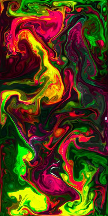 Psychedelic Swirls of Neon Colors in Fluid Motion