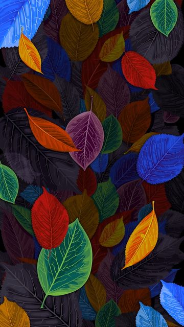 Vibrant Tapestry of Autumn Leaves in Bold Colors