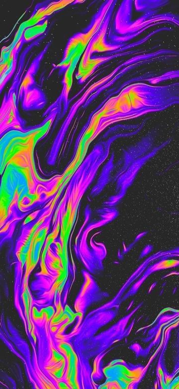 Psychedelic Neon Waves Swirling in a Starry Night